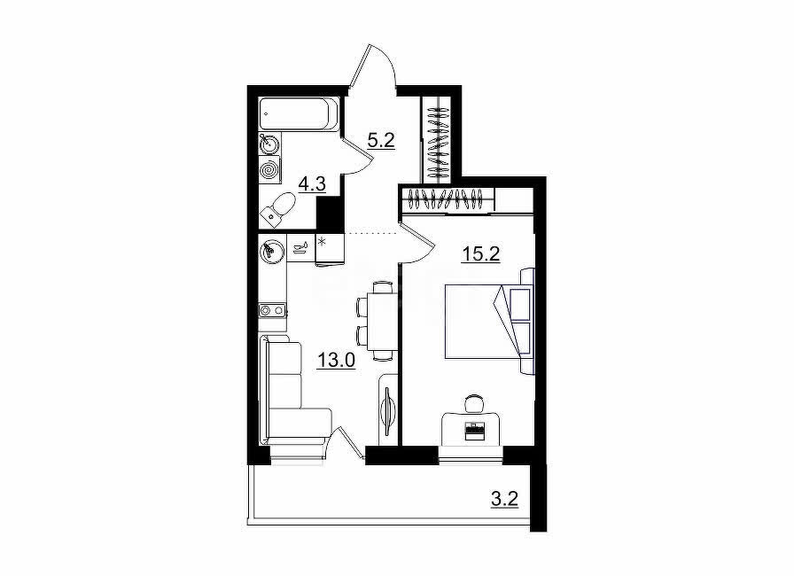планировка квартиры 41 м2